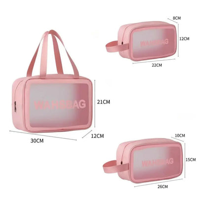 Set 3 Neceser Washbag Portacosmeticos Maquillaje Viaje Rosa Liso