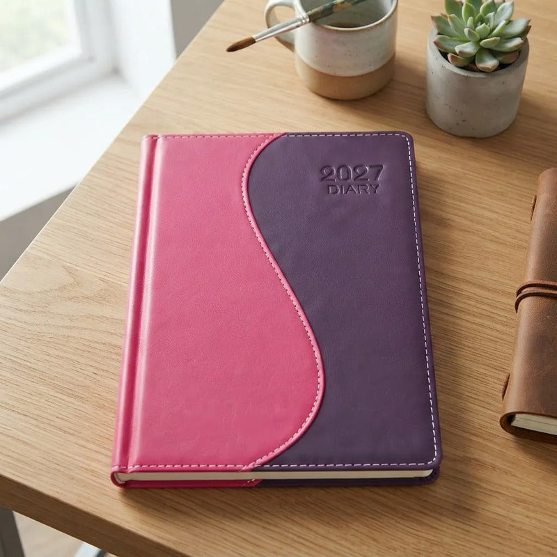 Agenda Diaria 2027 Mundo Express Diseño Liso Rosa Liso 2027