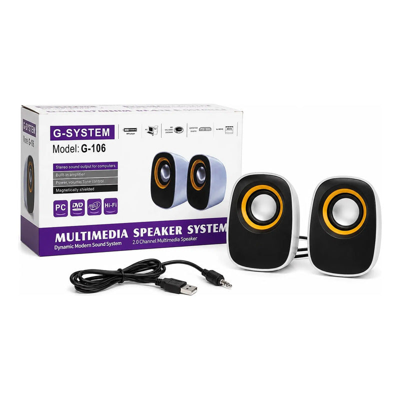 Parlante G-system G-106 Usb Y Jack Potente Y Compacto Blanco