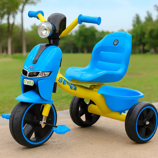 Triciclo Infantil Vespa Luz Y Sonido Diseño Clásico Y Seguro Celeste