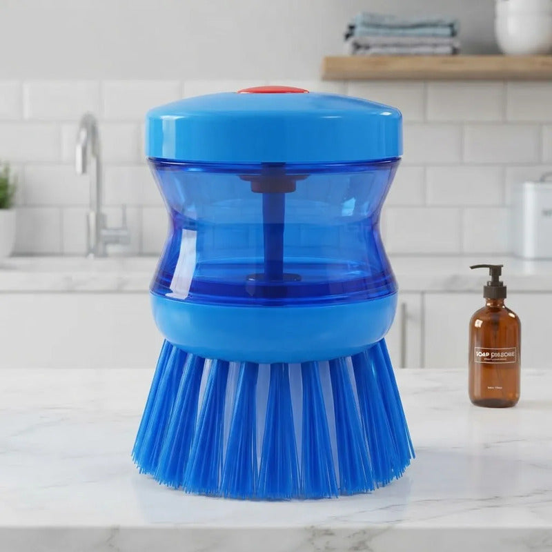 Cepillo De Limpieza Con Dispensador De Jabón Azul