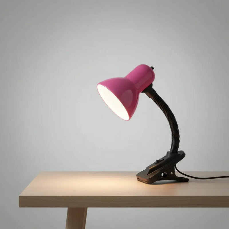 Lámpara Con Pinza Para Escritorio O Veladora/mesa De Noche Negro Rosa Chicle