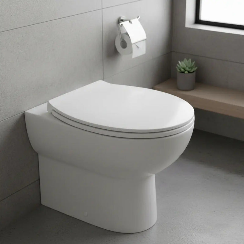Asiento Inodoro Universal Oval Facil Colocación Cierre Lento Blanco