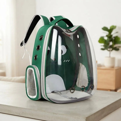 Mochila Transportadora De Mascotas Traspirable Env Color Neg Verde