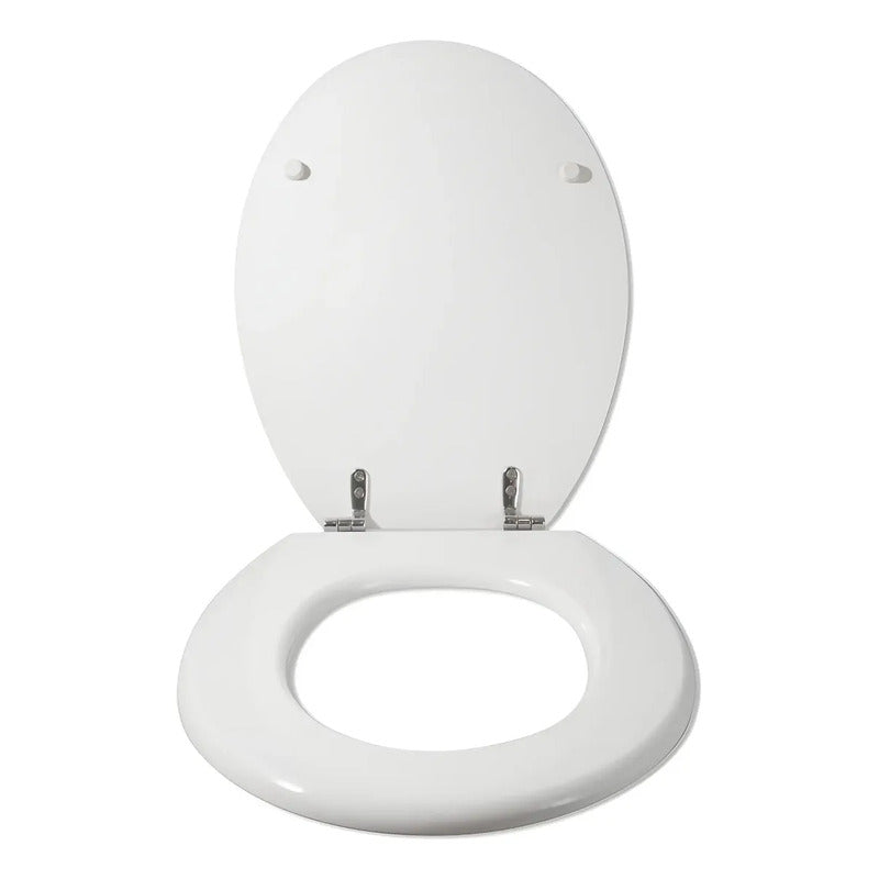 Asiento Para Inodoro Universal Oval Herraje Metal Color Blanco