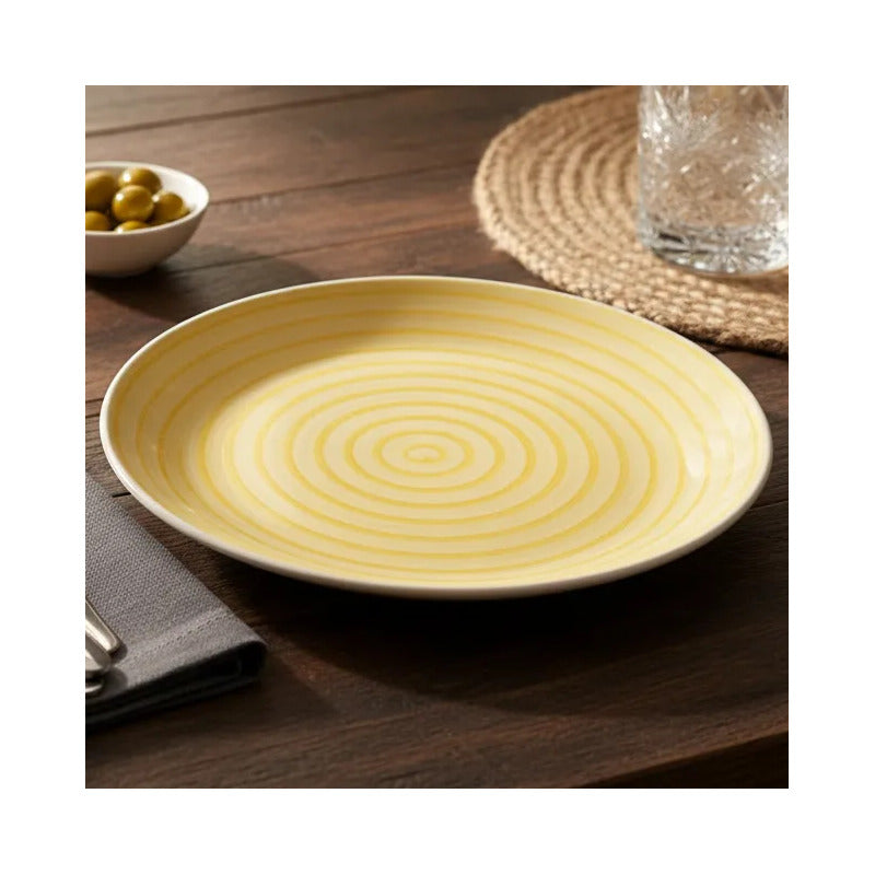 Set 6 Platos De Postre 20cm Cerámica Varios Diseños Amarillo Magma