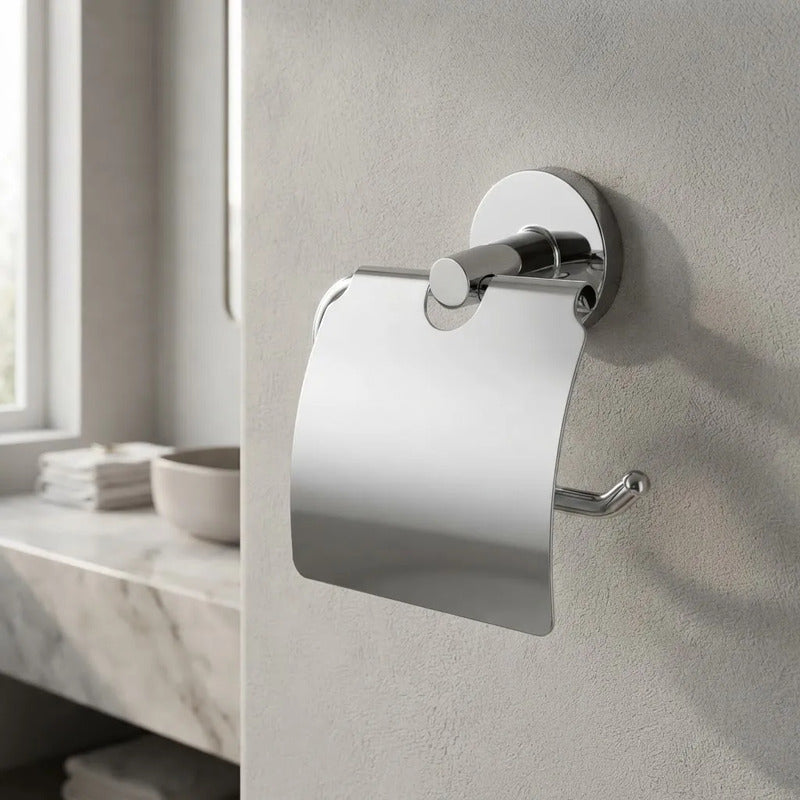 Portarollo De Papel Higiénico Para Baño De Acero Inoxidable Cromado