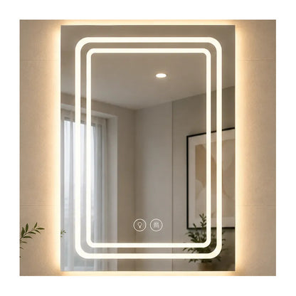 Espejo Led Baño 50x70cm C/desempañante Táctil 3 Tonos De Luz Espejo Doble