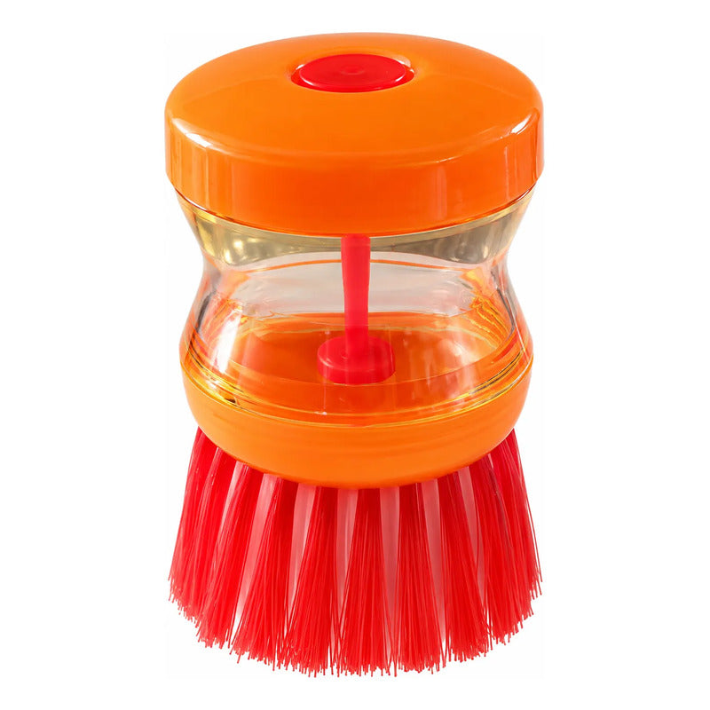 Cepillo De Limpieza Con Dispensador De Jabón Naranja