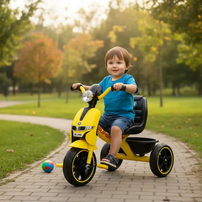 Triciclo Infantil Vespa Luz Y Sonido Diseño Clásico Y Seguro Amarillo