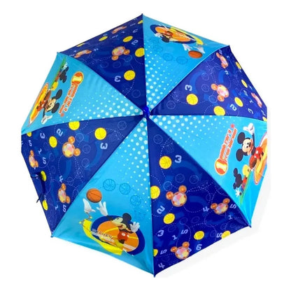 Paraguas Infantil De Mickey Azul Mango Curvo Azul
