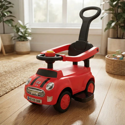 Auto Infantil Pata Pata Con Manija Y Respaldo Rojo