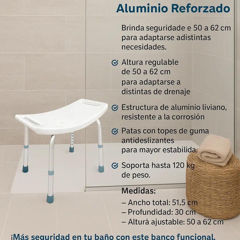 Banco Silla Ortopédica Para Baño Ducha Ajustable Inoxidable