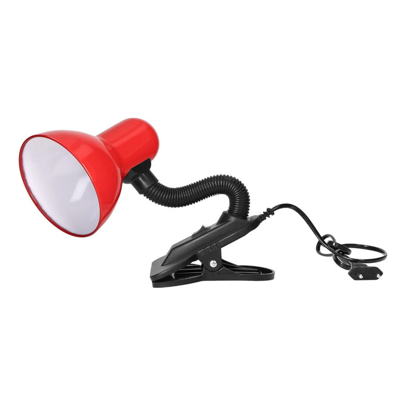 Lámpara Con Pinza Para Escritorio O Veladora/mesa De Noche Negro Rojo