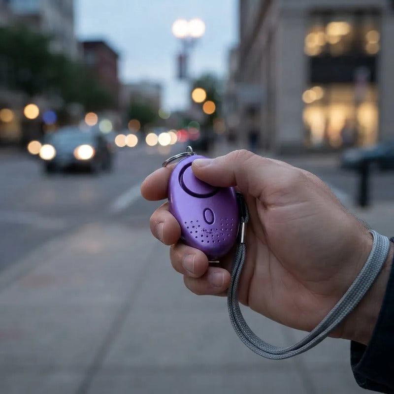 Llavero Mini Alarma Personal Para Seguridad Violeta