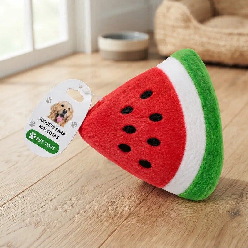 Juguete Para Perro Sandía De Peluche Con Chifle 10x10x4 Cm Rojo