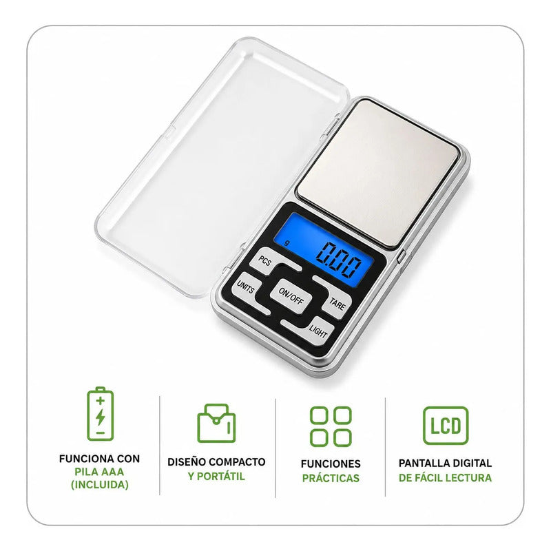 Balanza Digital Precisión 0.1g A 200g Pocket Scale Mini Gris