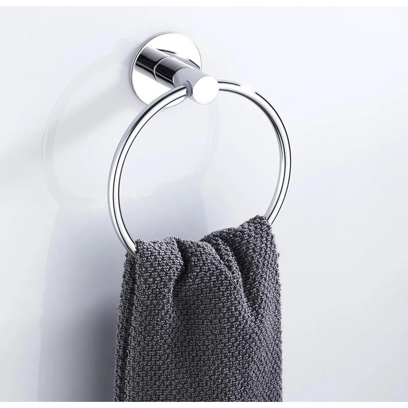 Toallero De Pared Redondo Para Baño Plateado