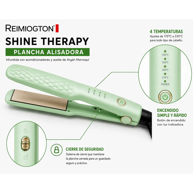 Plancha Alisadora Reimiogton Shine Therapy Re-2518 Verde