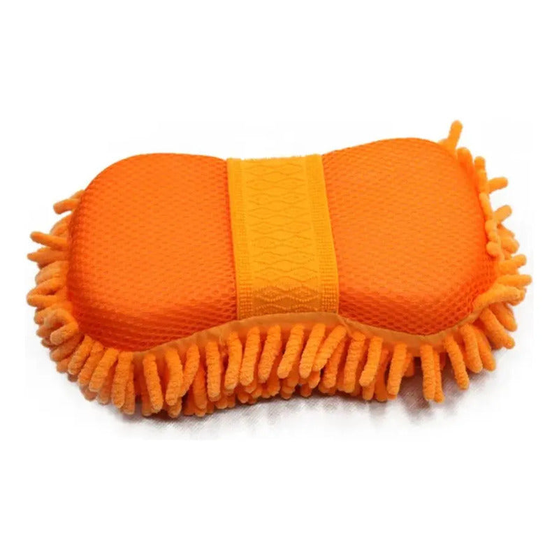 Esponja De Microfibra Con Manopla Para Lavado De Auto Y Moto Multicolor (amarillo, Rojo, Naranja, Azul)