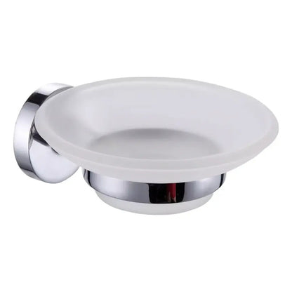 Jabonera De Pared Cromada Con Base De Vidrio Para Baño Plateado