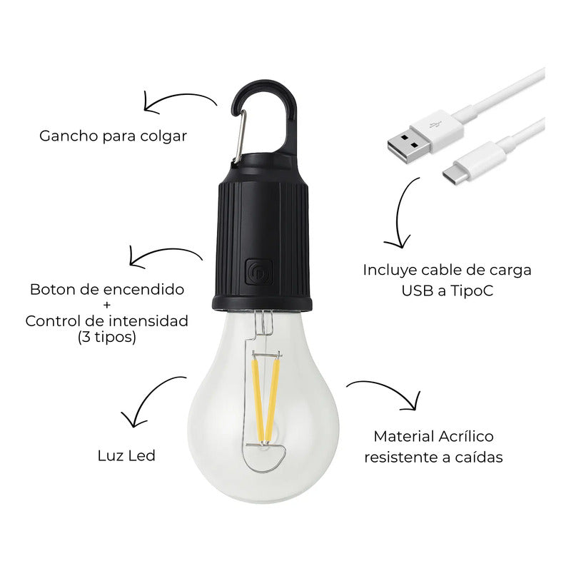Lámpara Led Portátil Recargable para Camping