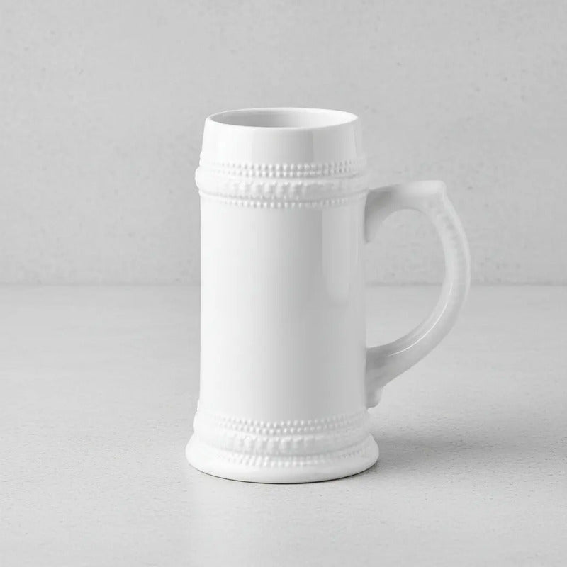 Jarra Cerveza Cerámica 600 Ml. Blanco