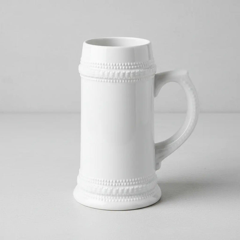 Jarra Cerveza Cerámica 600 Ml. Blanco