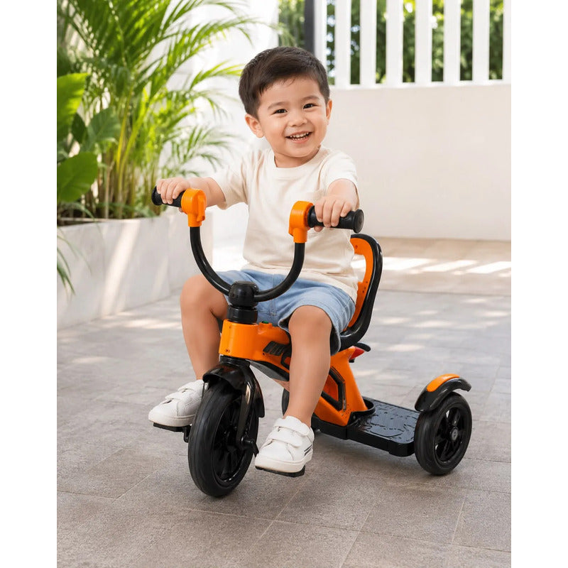 Triciclo Para Niños 3 Ruedas Con Pedales Deportivo Infantil Naranja