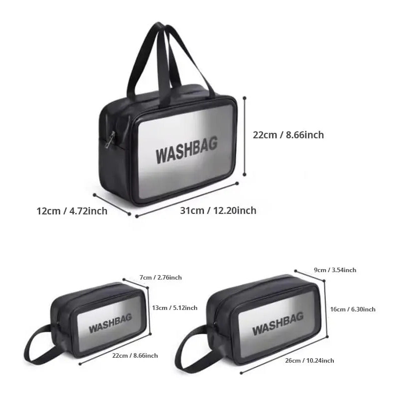 Set 3 Neceser Washbag Portacosmeticos Maquillaje Viaje Negro