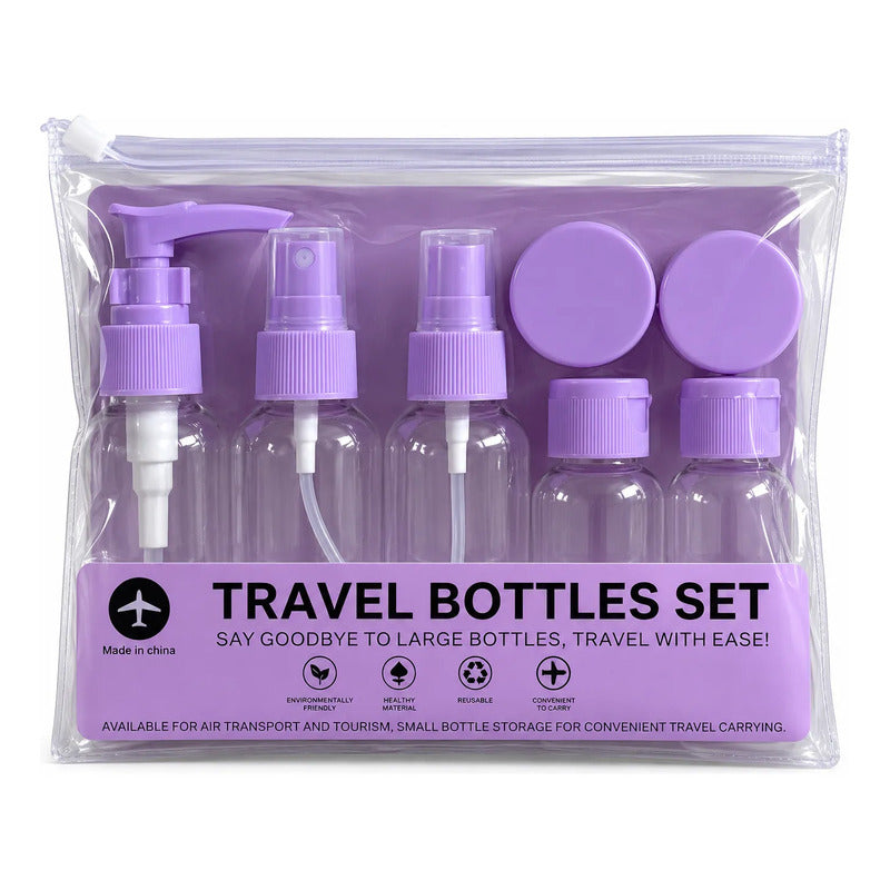 Set De Botellas De Viaje 7 Piezas Para Cosmet Violeta