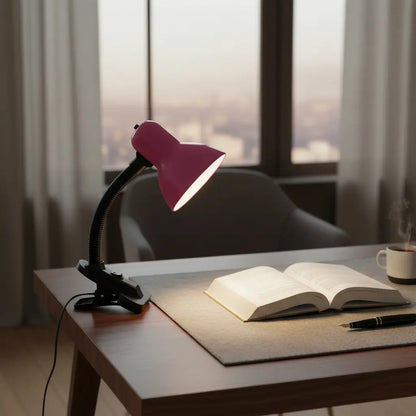 Lámpara Con Pinza Para Escritorio O Veladora/mesa De Noche Negro Rosa Chicle