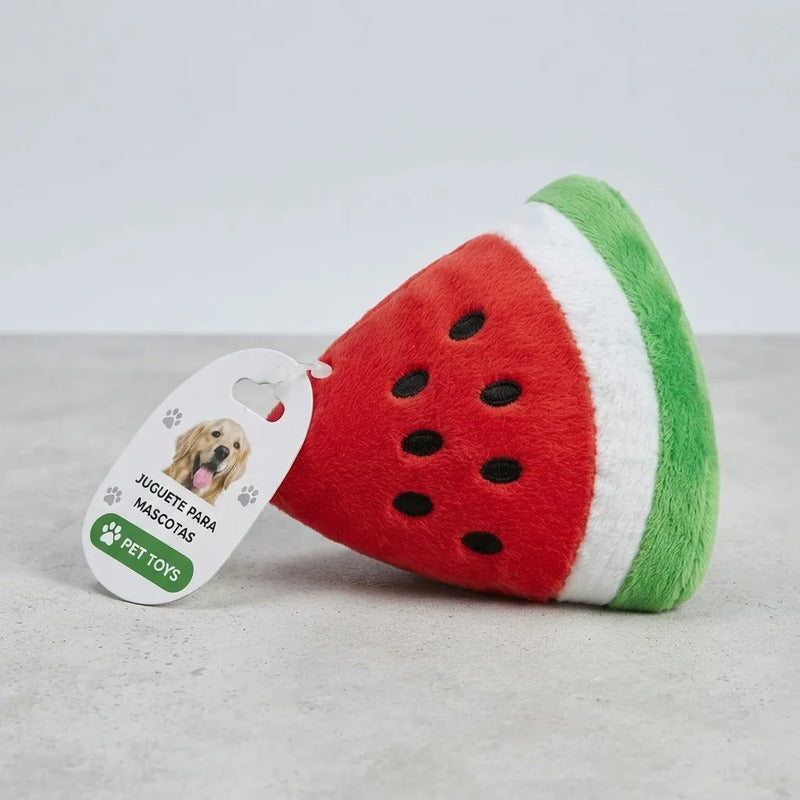 Juguete Para Perro Sandía De Peluche Con Chifle 10x10x4 Cm Rojo