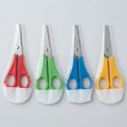 Tijeras Escolar Infantiles Punta Redonda Pack X4 Colores Surtidos (rojo, Verde, Azul Y Naranja)