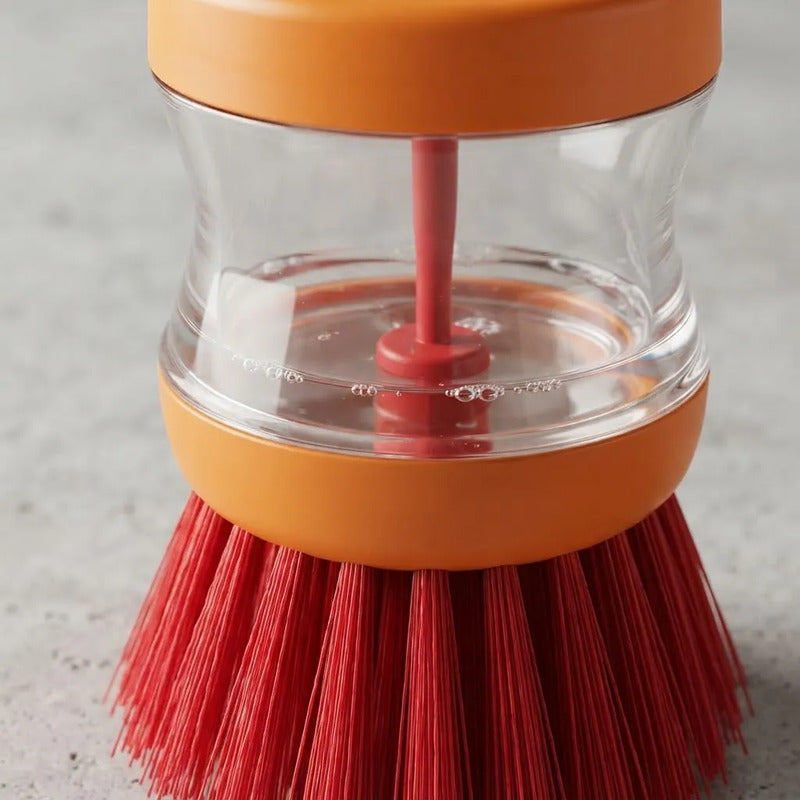 Cepillo De Limpieza Con Dispensador De Jabón Naranja
