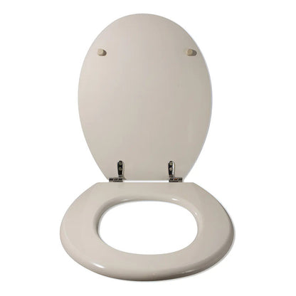 Asiento Para Inodoro Universal Oval Herraje Metal Color Beige