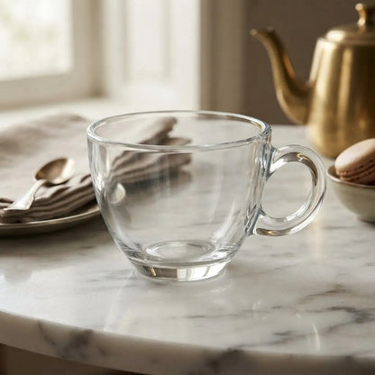 Set De 6 Tazas De Vidrio 180ml Transparente Liso