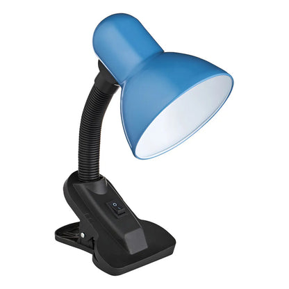 Lámpara Con Pinza Para Escritorio O Veladora/mesa De Noche Negro Azul Acero