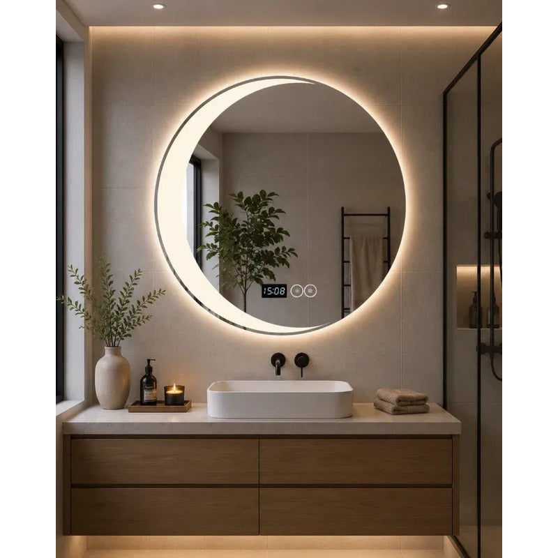 Espejo Led Redondo 60 Cm Con Forma De Luna Espejo
