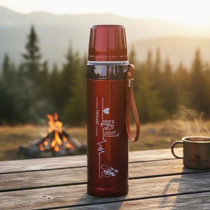 Termo De Acero Inoxidable 500ml Con Tapón Cebador Rojo