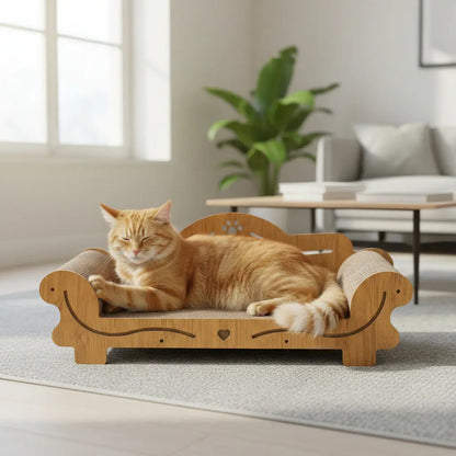 Sillón Rascador Carton Para Gatos Diván Marrón