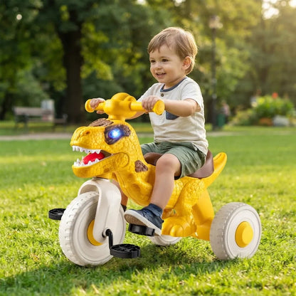 Triciclo Infantil Dinosaurio Con Pedales Y 3 Ruedas Amarillo
