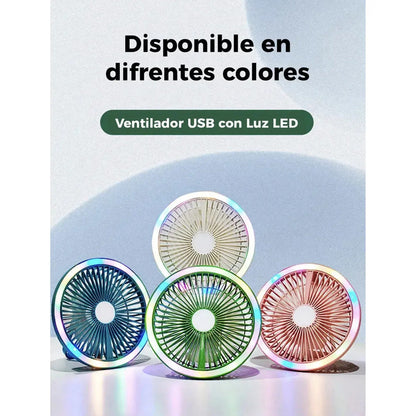 Ventilador Portátil Con Luz Led Regulable Blanco