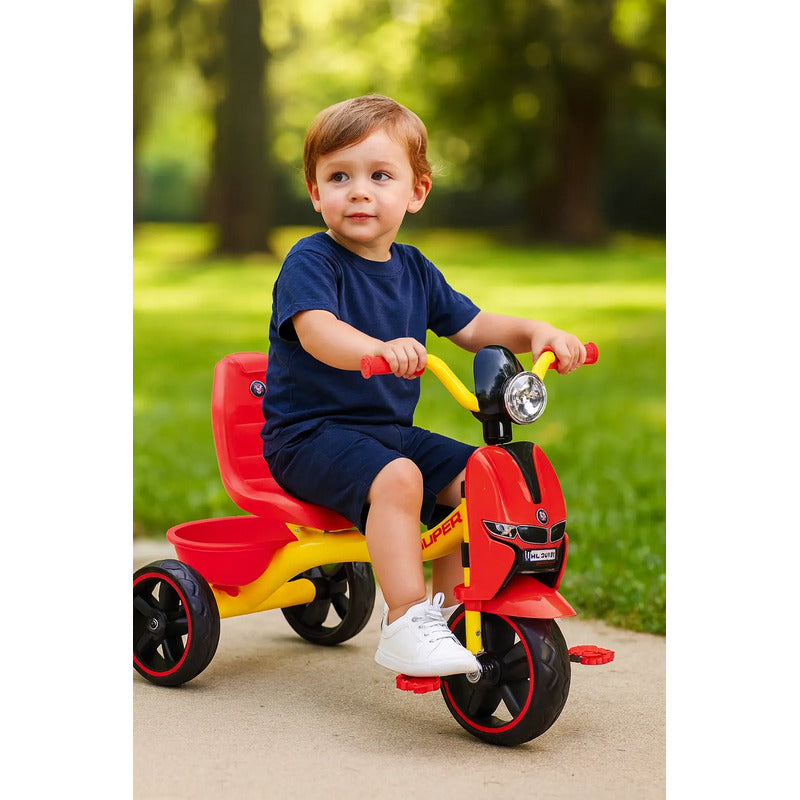 Triciclo Infantil Vespa Luz Y Sonido Diseño Clásico Y Seguro Rojo