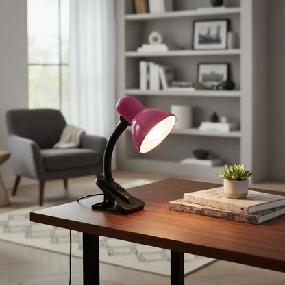 Lámpara Con Pinza Para Escritorio O Veladora/mesa De Noche Negro Rosa Chicle