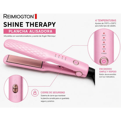 Plancha Alisadora Reimiogton Shine Therapy Re-2518 Rosa