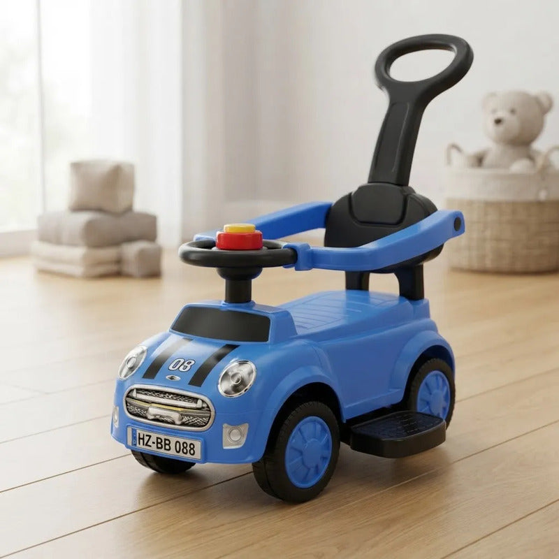 Auto Infantil Pata Pata Con Manija Y Respaldo Azul