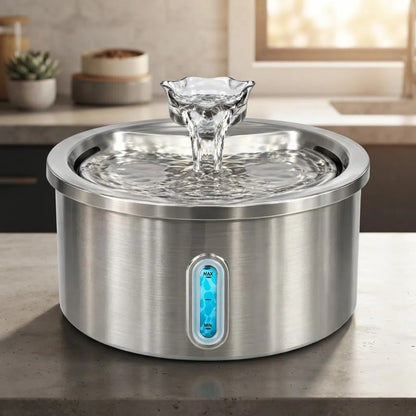 Fuente Bebedero Acero Para Perro Y Gato Agua Fresca De Acero Plateado