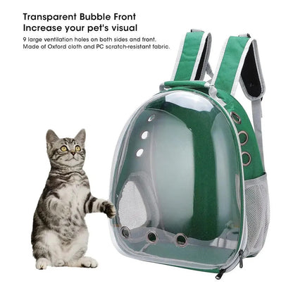 Mochila Transportadora De Mascotas Traspirable Cuo Color Verde