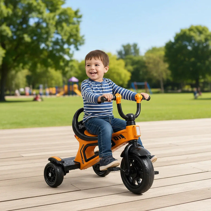 Triciclo Para Niños 3 Ruedas Con Pedales Deportivo Infantil Naranja
